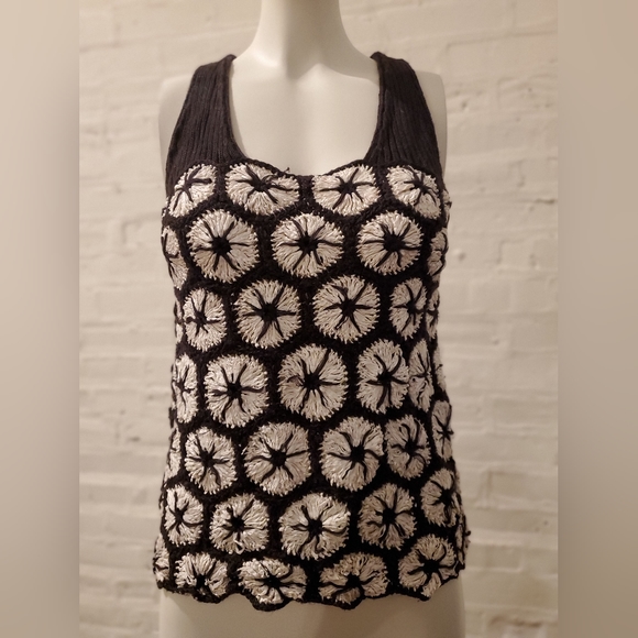Knitted & Knotted Anthropologie Kaneohe Crochet Ramie Racer Back Tank Top - Picture 1 of 8